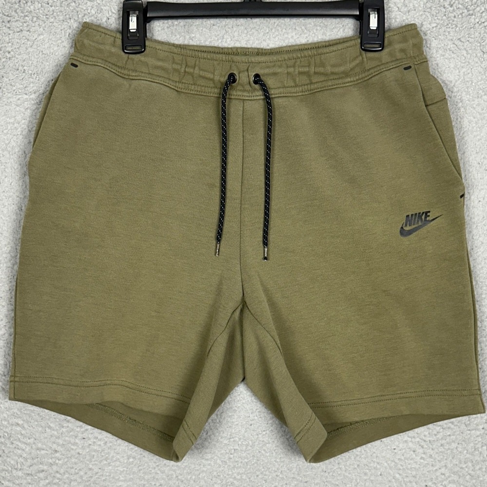 Nike Sportswear Shorts Mens Medium Tech Fleece Green Actvewear Stretch Waist EUC